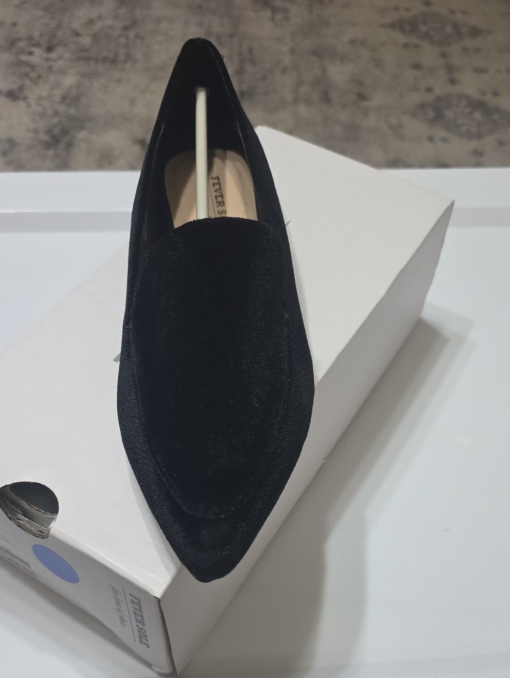 Black Velvet Pointed Slip-On Loafer for Women